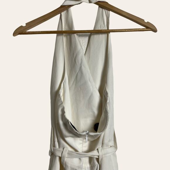 Reiss Giovanna White Sleeveless Halter Double Breasted Wide Leg Jumpsuit Size 2 - Picture 8 of 10